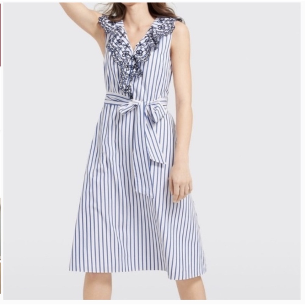 Draper James Stripe Ruffle Eyelet Dress size 10